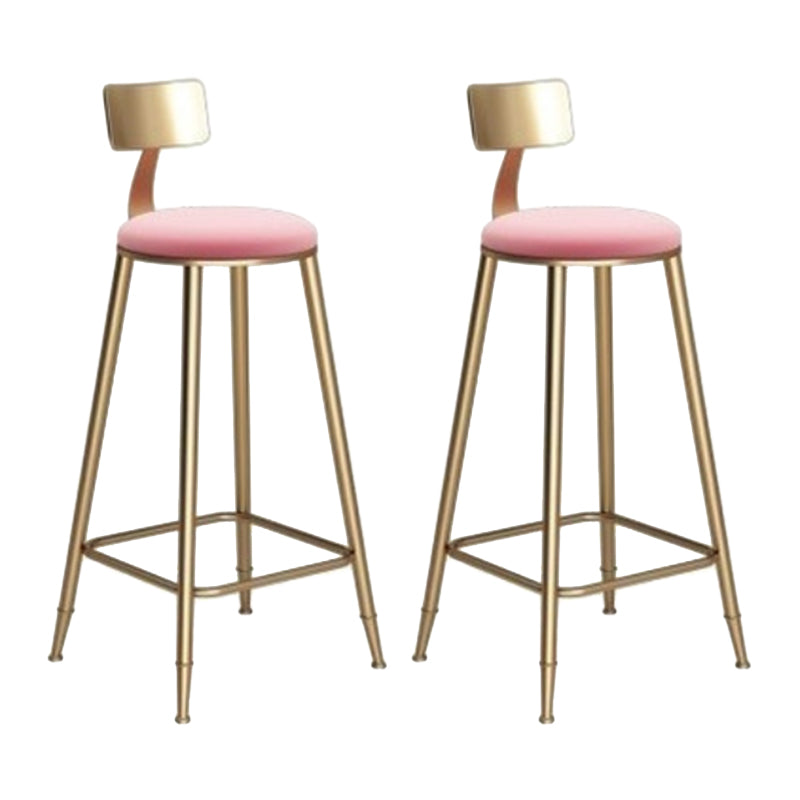 Glam Armless Backrest Counter Stool Iron Cafe Bar Stool with Leather Cushion and Pedal