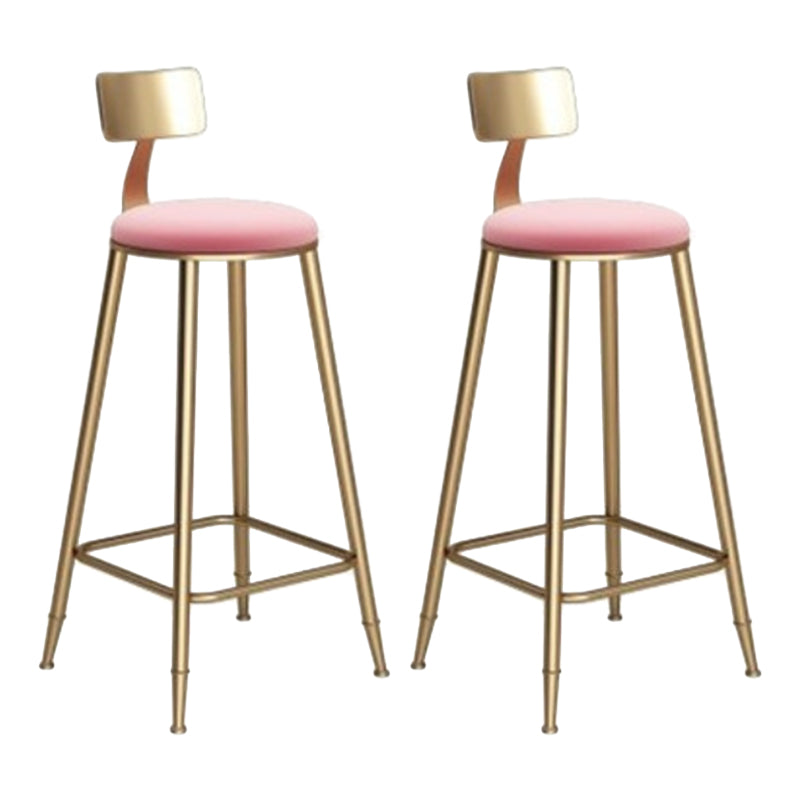 Glam Armless Backrest Counter Stool Iron Cafe Bar Stool with Leather Cushion and Pedal