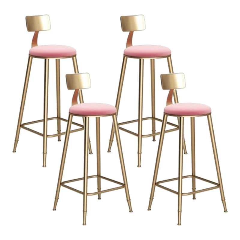 Glam Armless Backrest Counter Stool Iron Cafe Bar Stool with Leather Cushion and Pedal