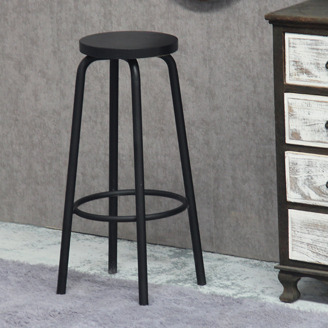 Industrial Armless Backless Counter Stool Iron Cafe Bar Stool with Seat and Pedal