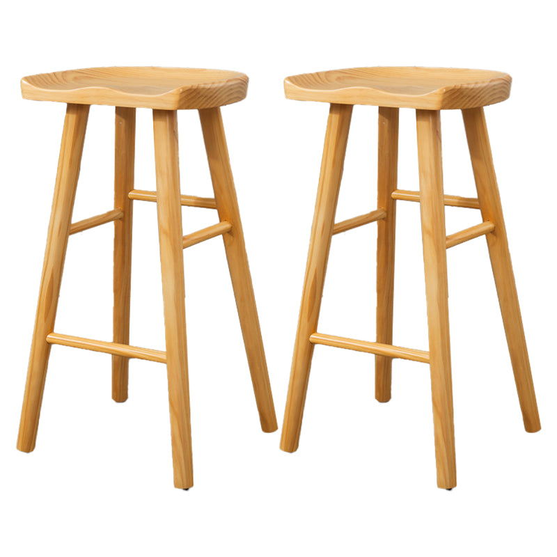 Modern Armless Backless Counter StoolWood Cafe Bar Stool with Wooden Seat and Pedal