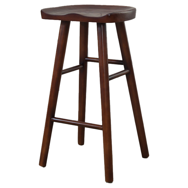 Modern Armless Backless Counter StoolWood Cafe Bar Stool with Wooden Seat and Pedal