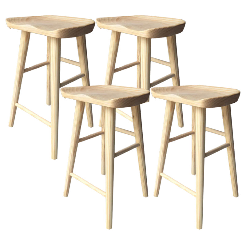 Modern Armless Backless Counter StoolWood Cafe Bar Stool with Wooden Seat and Pedal