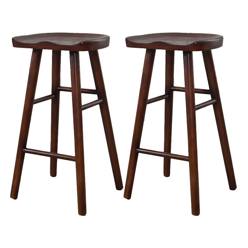 Modern Armless Backless Counter StoolWood Cafe Bar Stool with Wooden Seat and Pedal