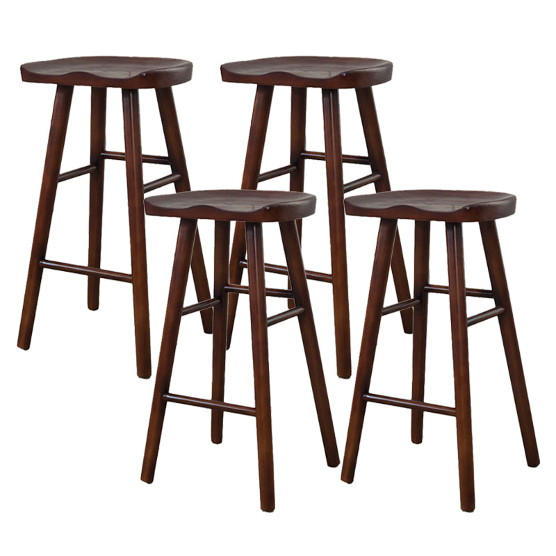 Modern Armless Backless Counter StoolWood Cafe Bar Stool with Wooden Seat and Pedal