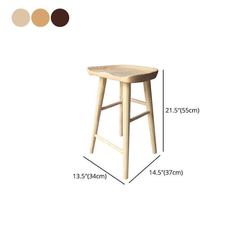Modern Armless Backless Counter StoolWood Cafe Bar Stool with Wooden Seat and Pedal