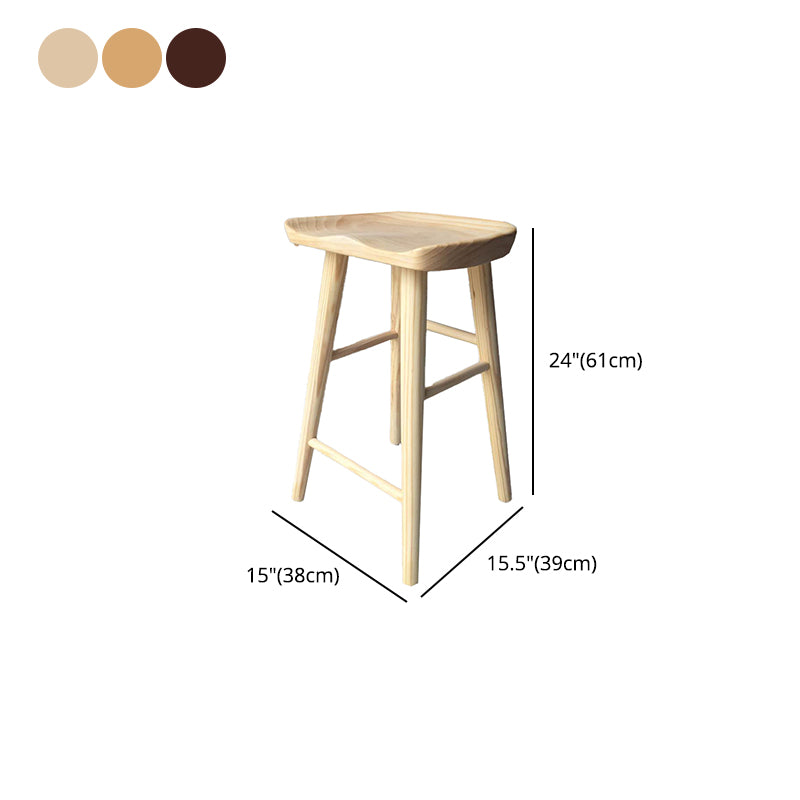 Modern Armless Backless Counter StoolWood Cafe Bar Stool with Wooden Seat and Pedal