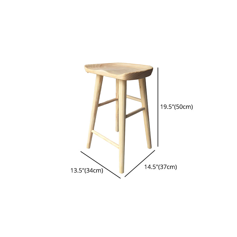 Modern Armless Backless Counter StoolWood Cafe Bar Stool with Wooden Seat and Pedal
