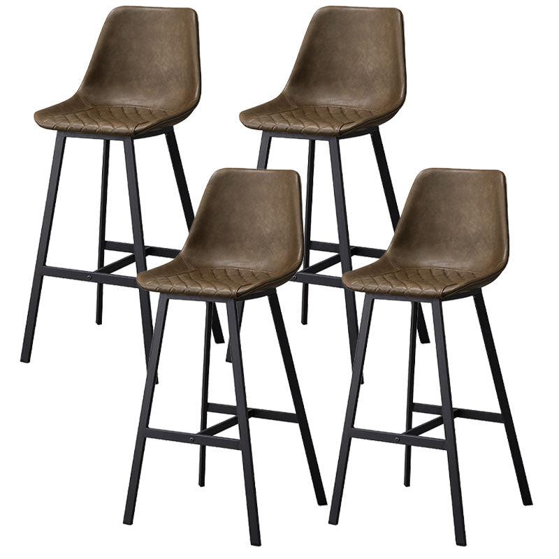 Scandinavian Restaurant Footrest Stool Matte Finish Leather Barstool