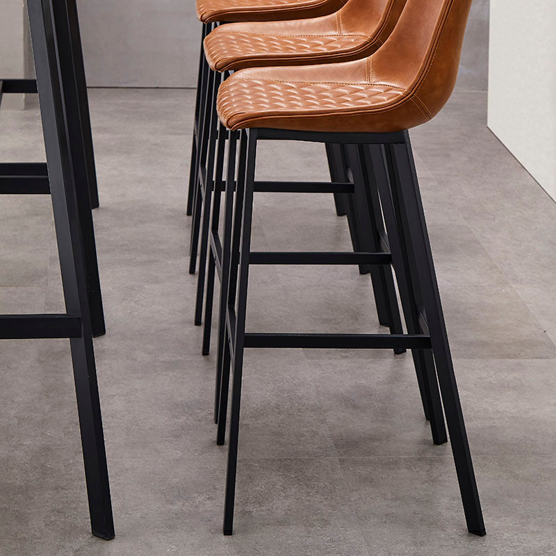 Scandinavian Restaurant Footrest Stool Matte Finish Leather Barstool