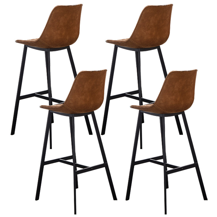 Scandinavian Restaurant Footrest Stool Matte Finish Leather Barstool