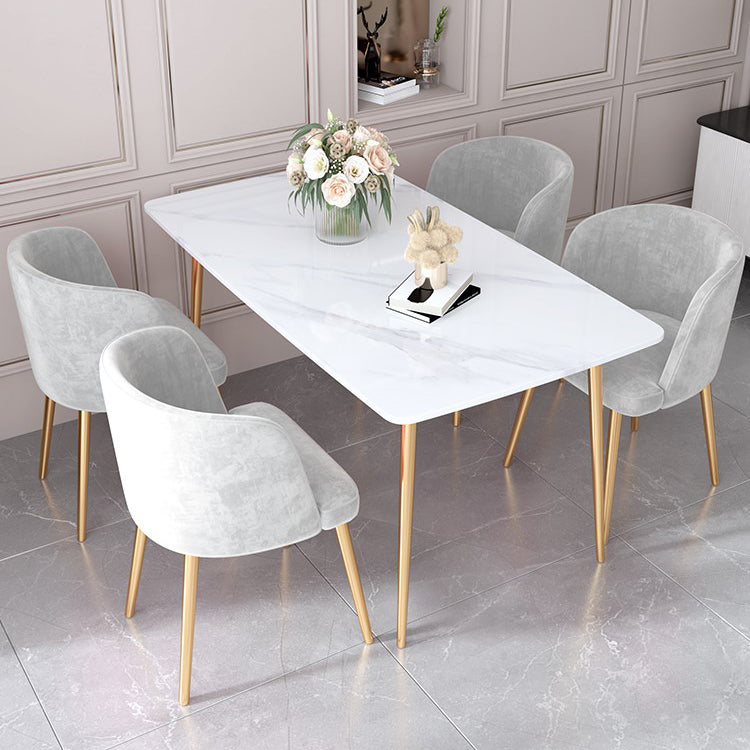 Luxury 1/2/5 Pieces Rectangle Dining Set Sintered Stone Dining Table with Chairs