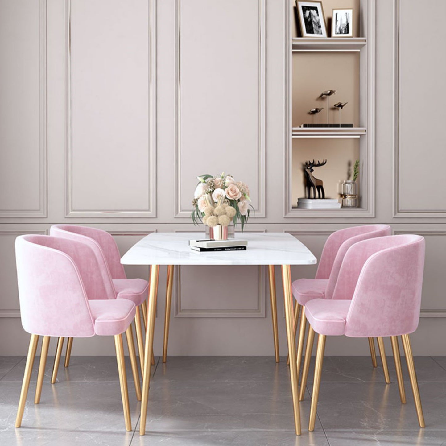 Luxury 1/2/5 Pieces Rectangle Dining Set Sintered Stone Dining Table with Chairs