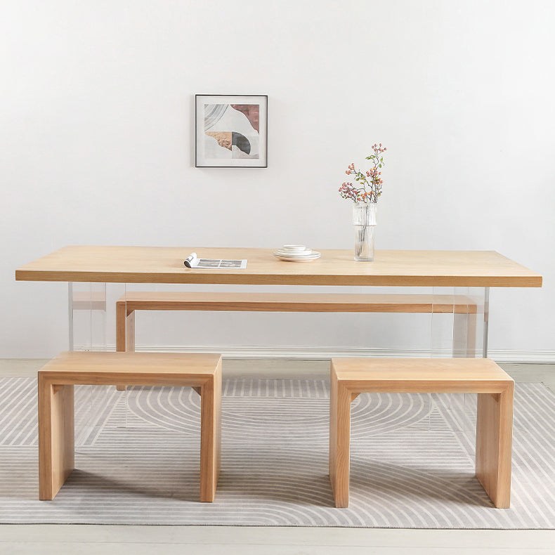 Modern 1/2/4 Pieces Rectangle Dinette Set Ash Wood Dining Table Set with Acrylic Foot