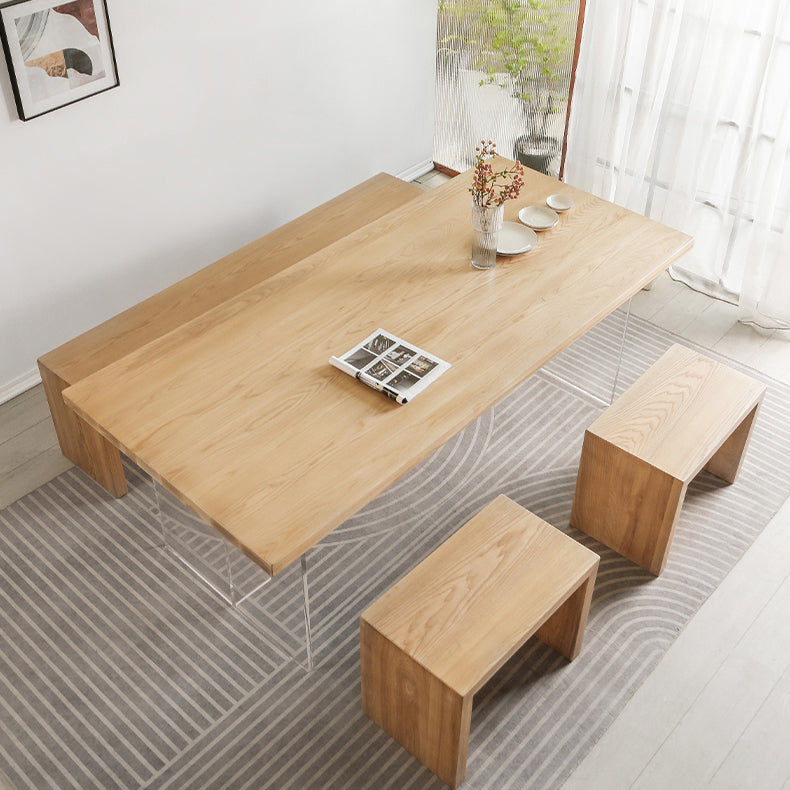 Modern 1/2/4 Pieces Rectangle Dinette Set Ash Wood Dining Table Set with Acrylic Foot