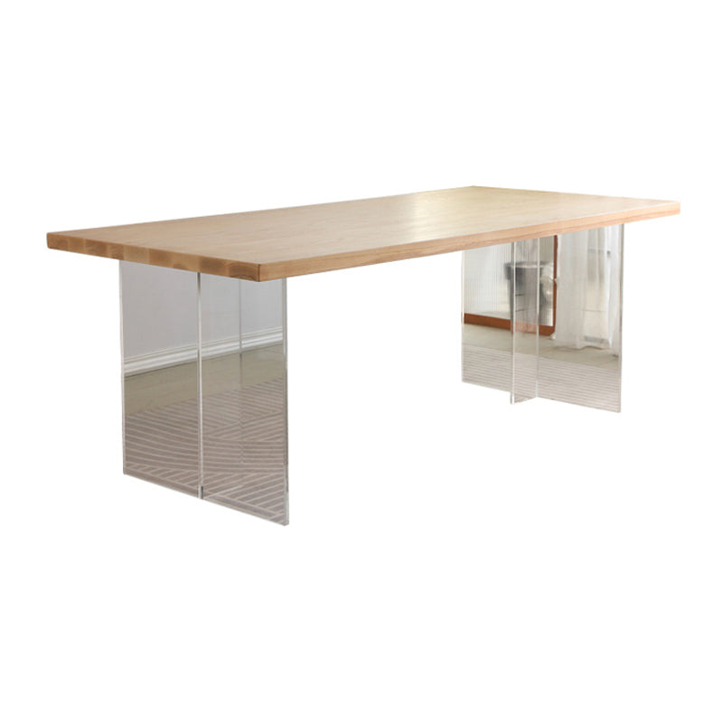 Modern 1/2/4 Pieces Rectangle Dinette Set Ash Wood Dining Table Set with Acrylic Foot