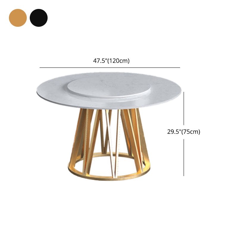 Glam 1/2/6/7 Pieces Dining Set Round Stone Dining Table for Dining Room