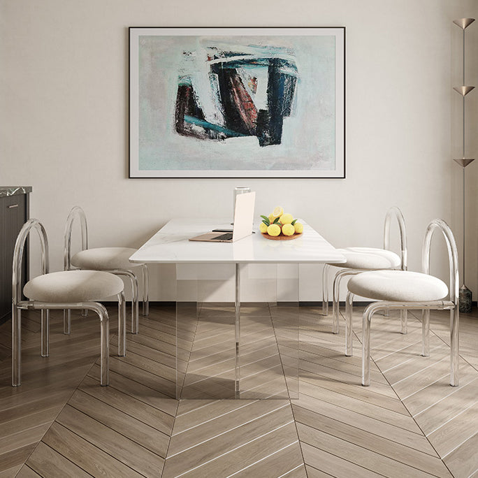 Contemporary 1/2/5/6 Pieces Dining Set Rectangle Acrylic Dining Room Set