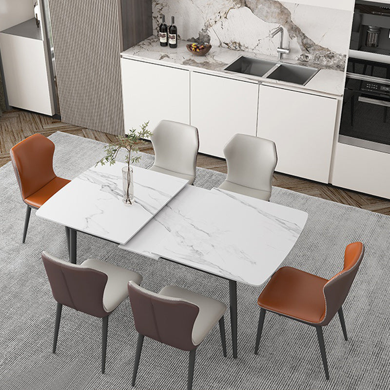 Modern 1/4/5/7 Pieces Scalable Dinette Set with Sintered Stone Top White Dining Table Set