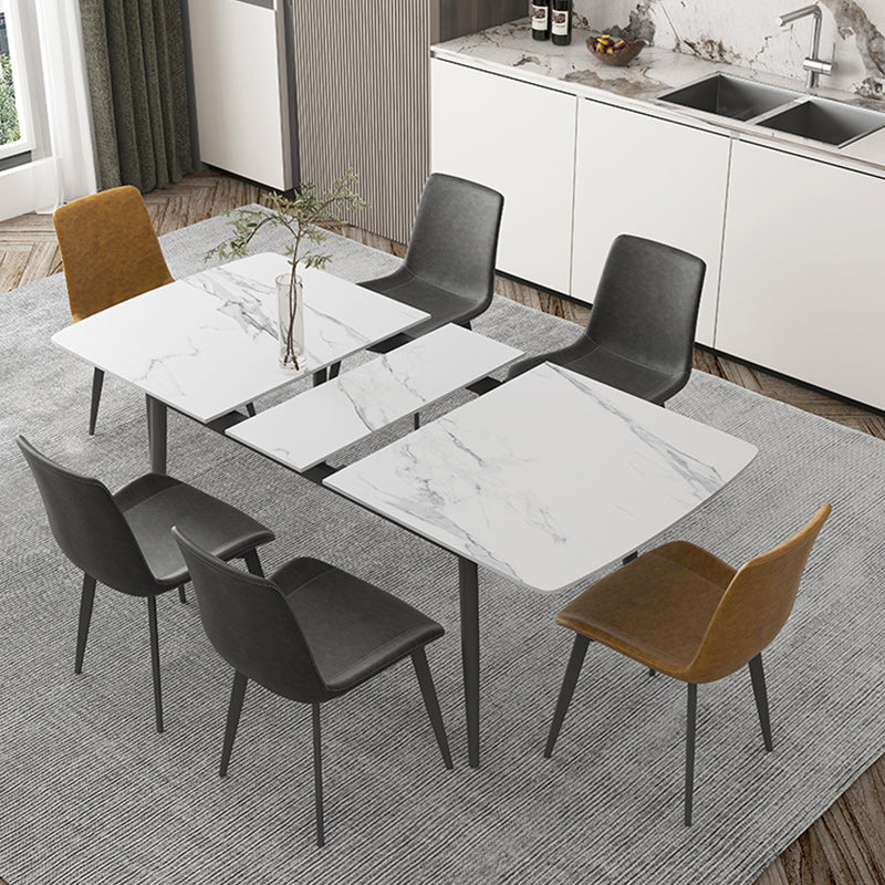 Modern 1/4/5/7 Pieces Scalable Dinette Set with Sintered Stone Top White Dining Table Set