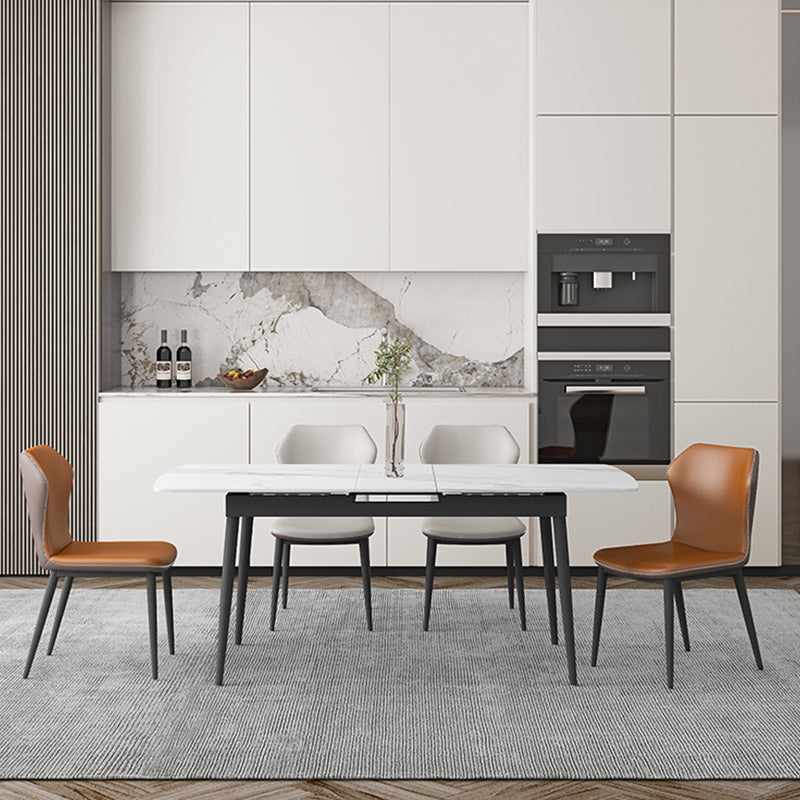 Modern 1/4/5/7 Pieces Scalable Dinette Set with Sintered Stone Top White Dining Table Set