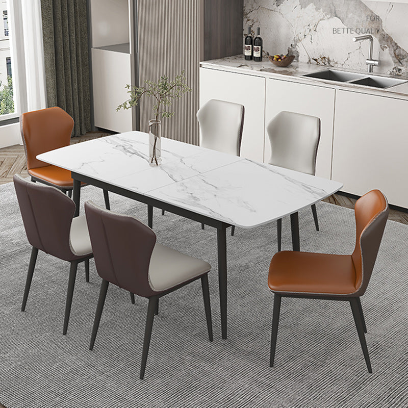 Modern 1/4/5/7 Pieces Scalable Dinette Set with Sintered Stone Top White Dining Table Set