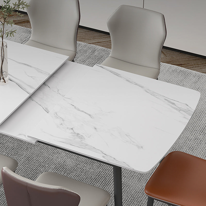 Modern 1/4/5/7 Pieces Scalable Dinette Set with Sintered Stone Top White Dining Table Set