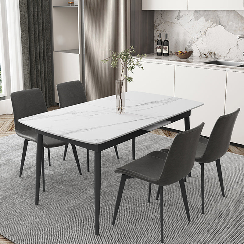 Modern 1/4/5/7 Pieces Scalable Dinette Set with Sintered Stone Top White Dining Table Set