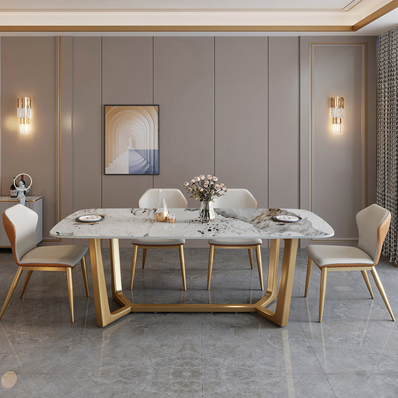 Glam 1/2/7 Pieces Dining Table Set with Sintered Stone Top Stainless Steel Dinette Set