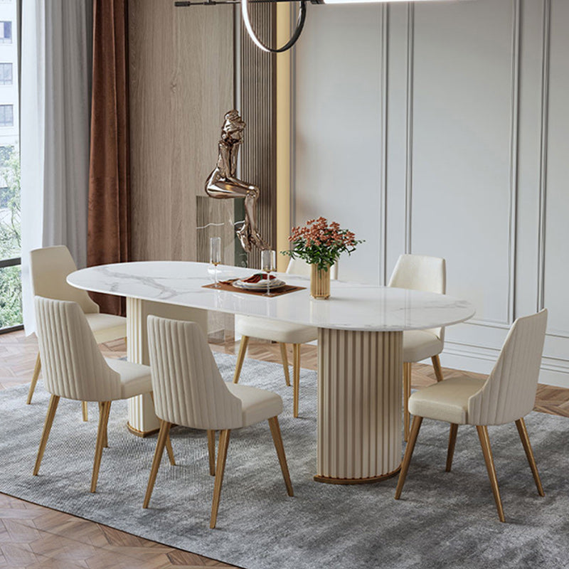 Glam 1/4/5/7 Pieces Dining Set Oval Shape Sintered Stone Dining Table Set