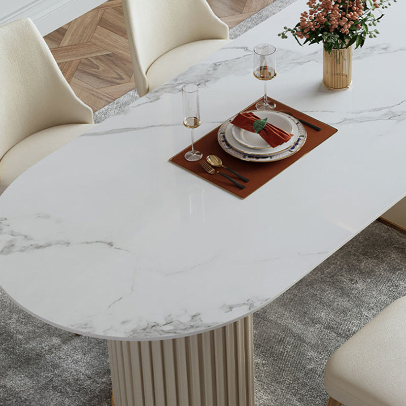 Glam 1/4/5/7 Pieces Dining Set Oval Shape Sintered Stone Dining Table Set