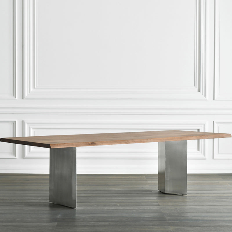 Rectangle Double Pedestal Luxury Dining Table Fixed Table with Solid Wood