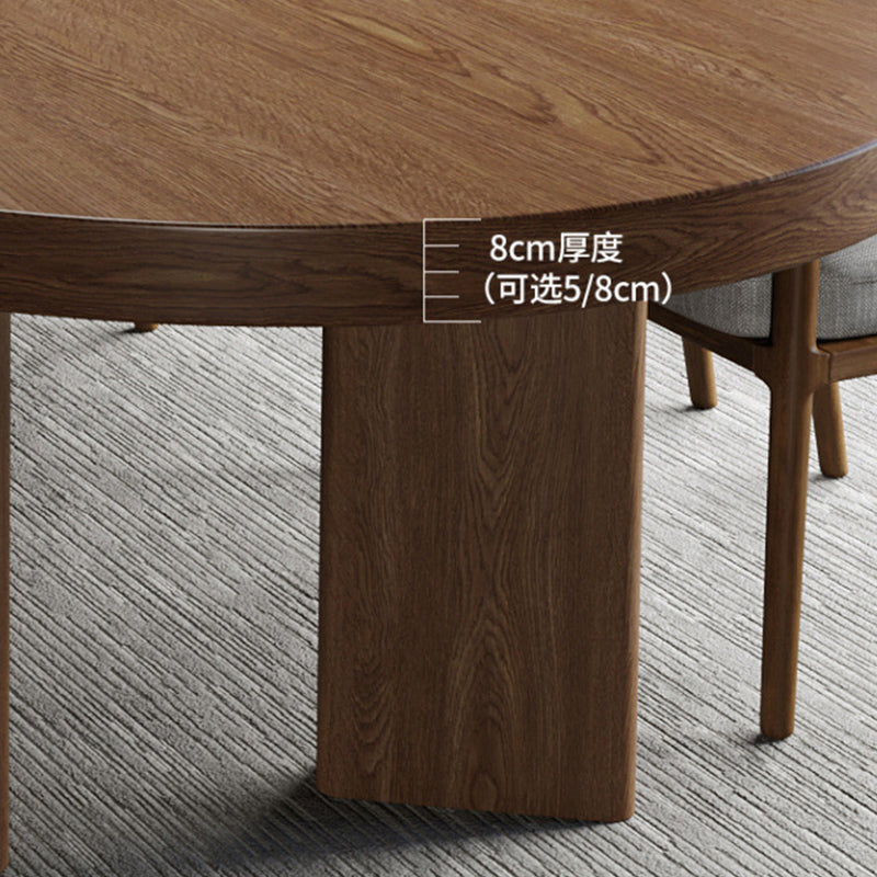 Eettafel met grenenhouten blad Moderne ovale eettafel met 4 poten