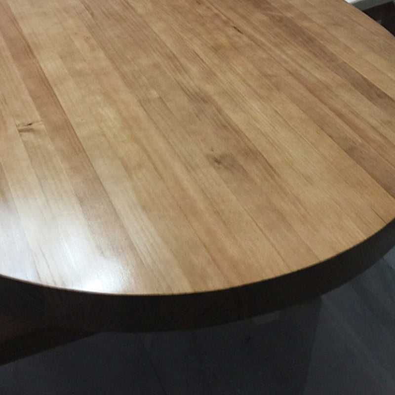Eettafel met grenenhouten blad Moderne ovale eettafel met 4 poten