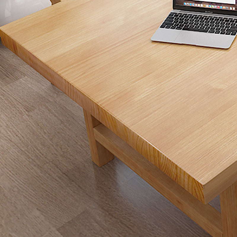 Pine Wood Top Dining Table Traditional Luxury Table with Solid Wood Sled Base