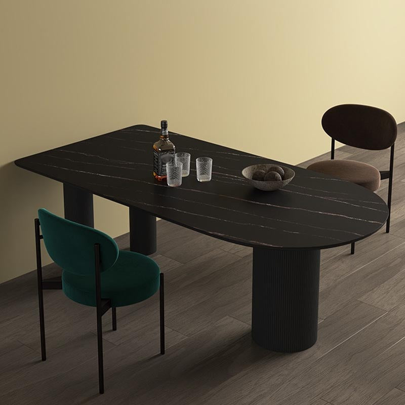 Stone Top Dining Table Traditional Luxury Dining Table with 3 Legs