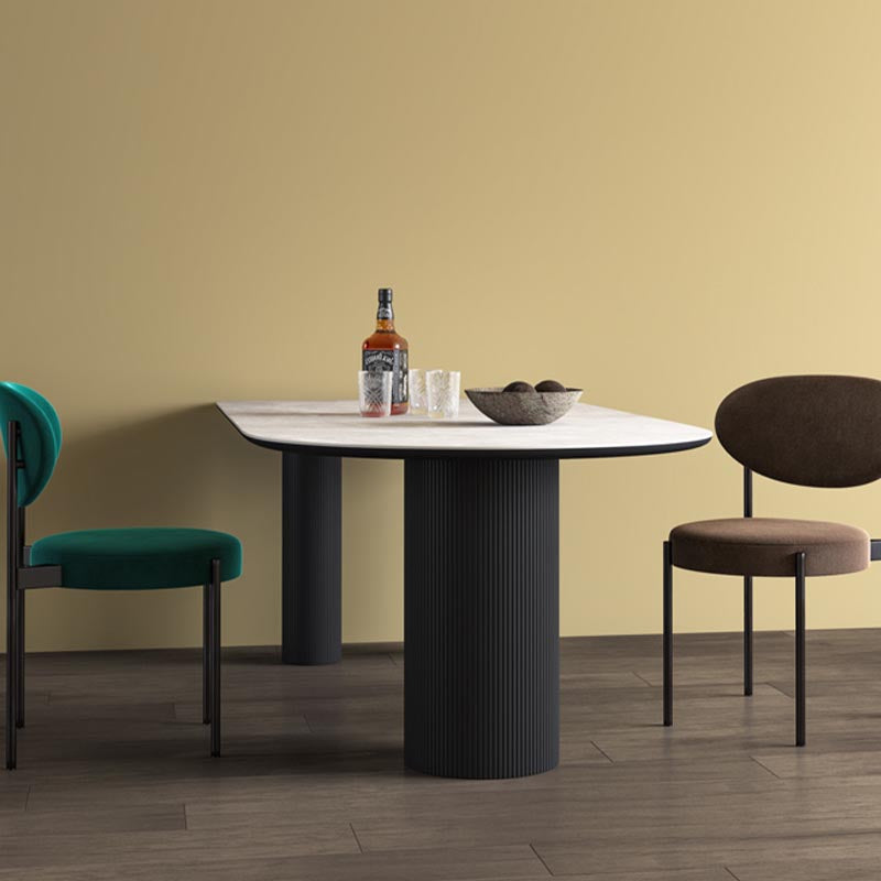 Stone Top Dining Table Traditional Luxury Dining Table with 3 Legs