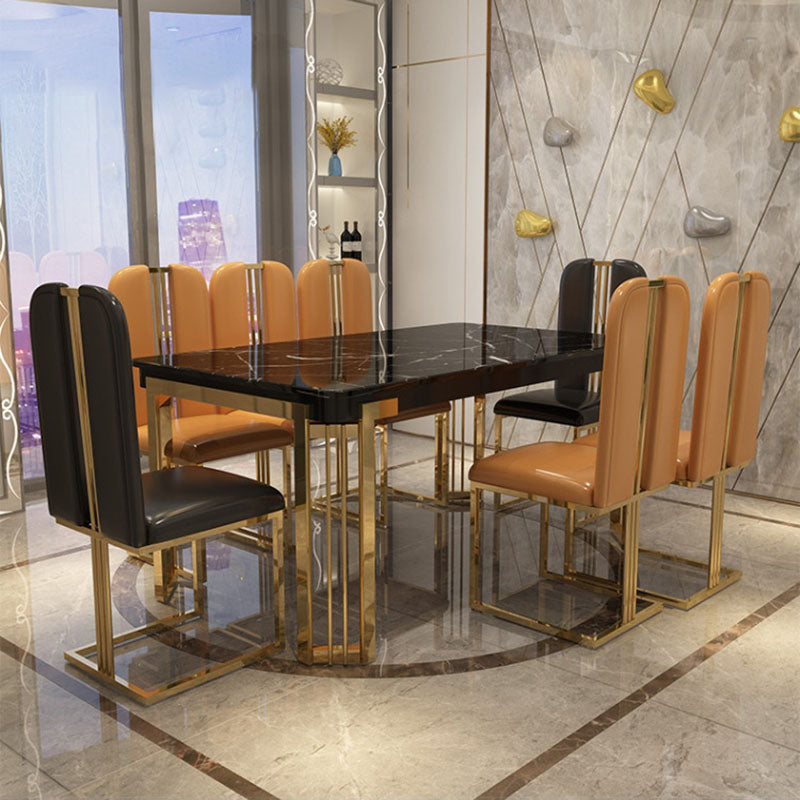 Rectangle Stone Top Dining Table Traditional Luxury Table with 4 Legs