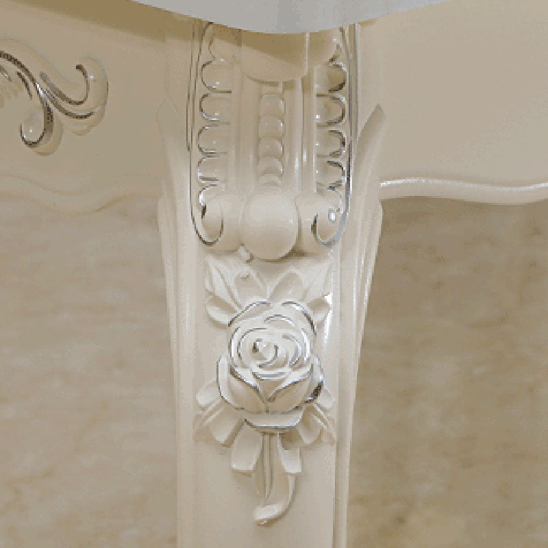 Stone Top Dining Table Rectangle Dining Table with 4 Legs in White