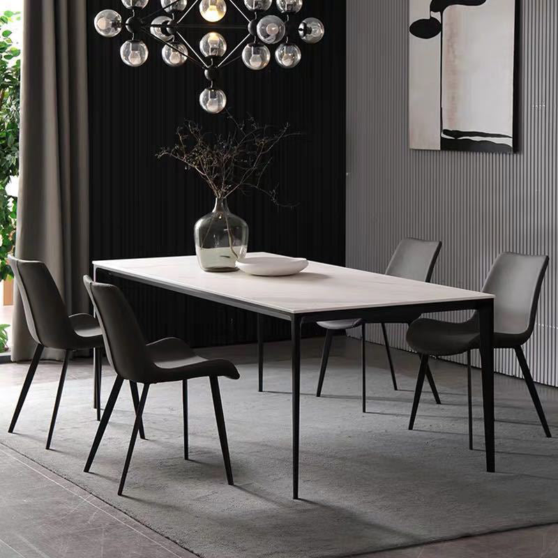 Stone Rectangular Dining Table 4 Legs Furniture with Steel Base for Home