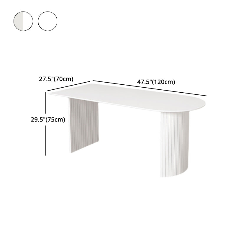 White Dining Table Modern Restaurant Furniture with Double Pedestal Base