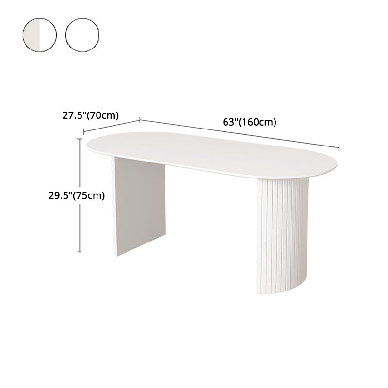White Dining Table Modern Restaurant Furniture with Double Pedestal Base