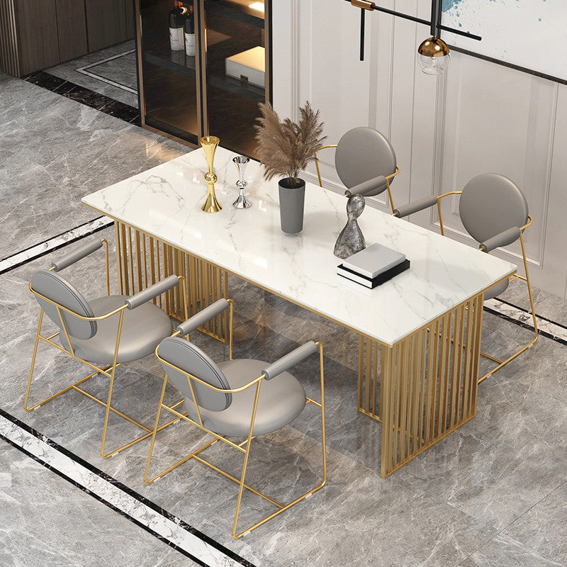 Rectangle Dining Table Traditional Luxury Dining Table with Iron Base
