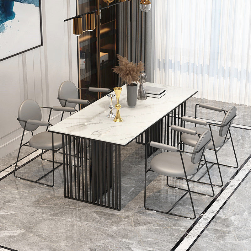 Rectangle Dining Table Traditional Luxury Dining Table with Iron Base