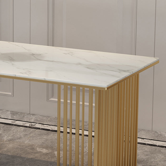 Rectangle Dining Table Traditional Luxury Dining Table with Iron Base