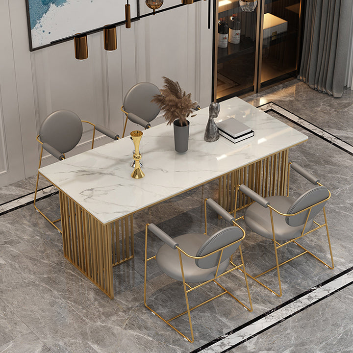Rectangle Dining Table Traditional Luxury Dining Table with Iron Base