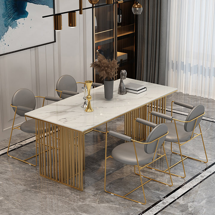 Rectangle Dining Table Traditional Luxury Dining Table with Iron Base