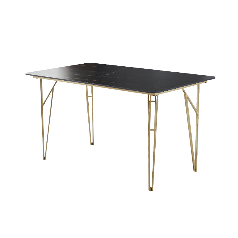 Gold Tripod Base Dining Table Stone and Metal Traditional Luxury Dining Table