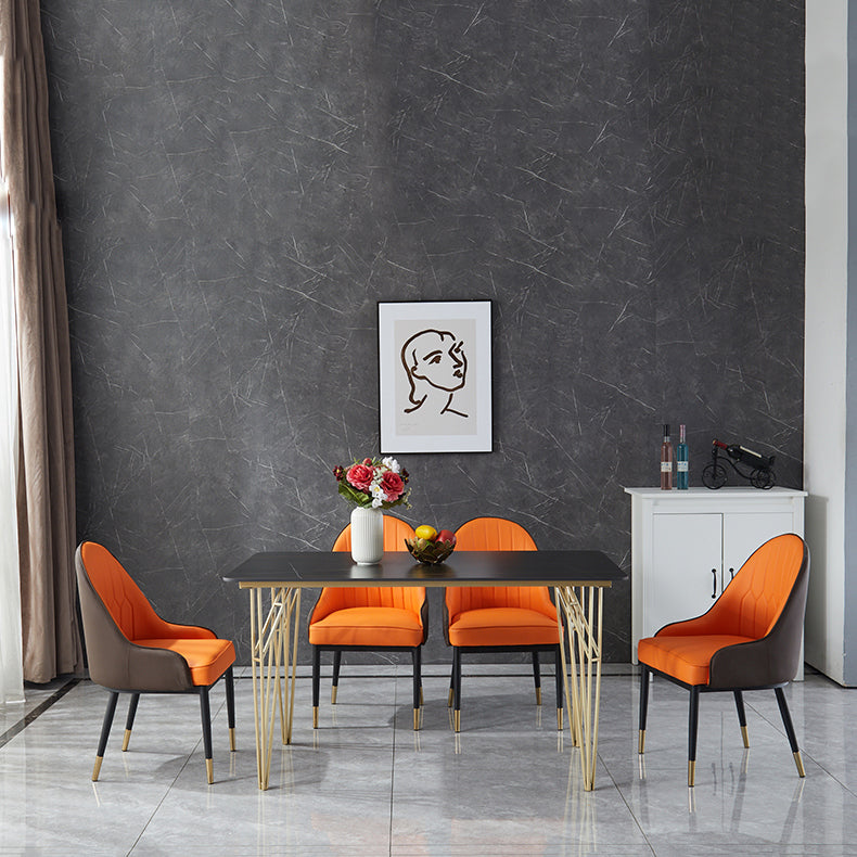 Gold Tripod Base Dining Table Stone and Metal Traditional Luxury Dining Table