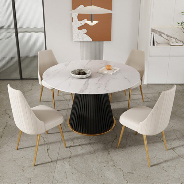 Sintered Stone Dining Table Round Dining Table with Metal Base